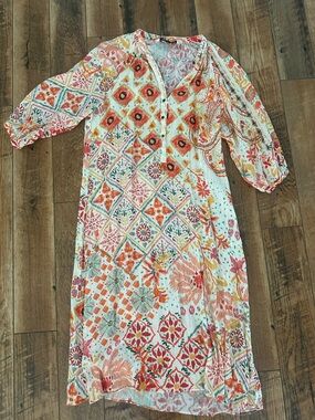 Zara Multicolor Printed Maxi Dress - White, Orange, Pink, Green